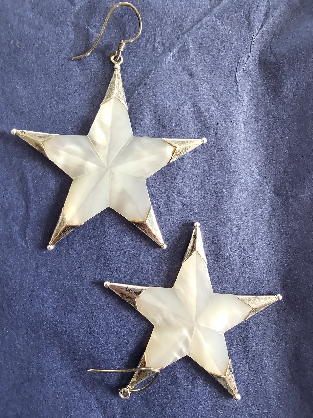 Vintage Sterling Silver And Mothet Of Pearl Earrings